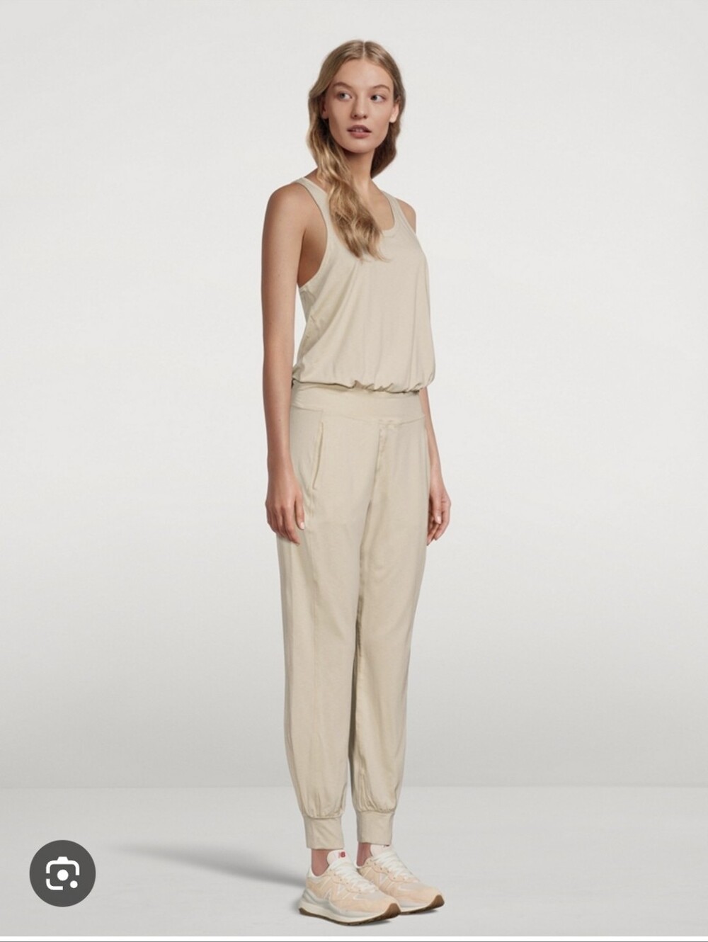 Sweaty Betty Gary Racerback  Sleeveless Jumpsuit in Pebble Beige Marl Sz.M NWT